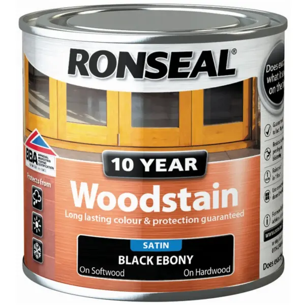 RNS0372 Ronseal 10 Year Woodstain Ebony 250ml