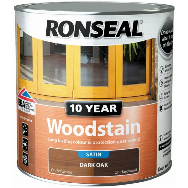 RNS0380 Ronseal 10 Year Woodstain Dark Oak 750ml