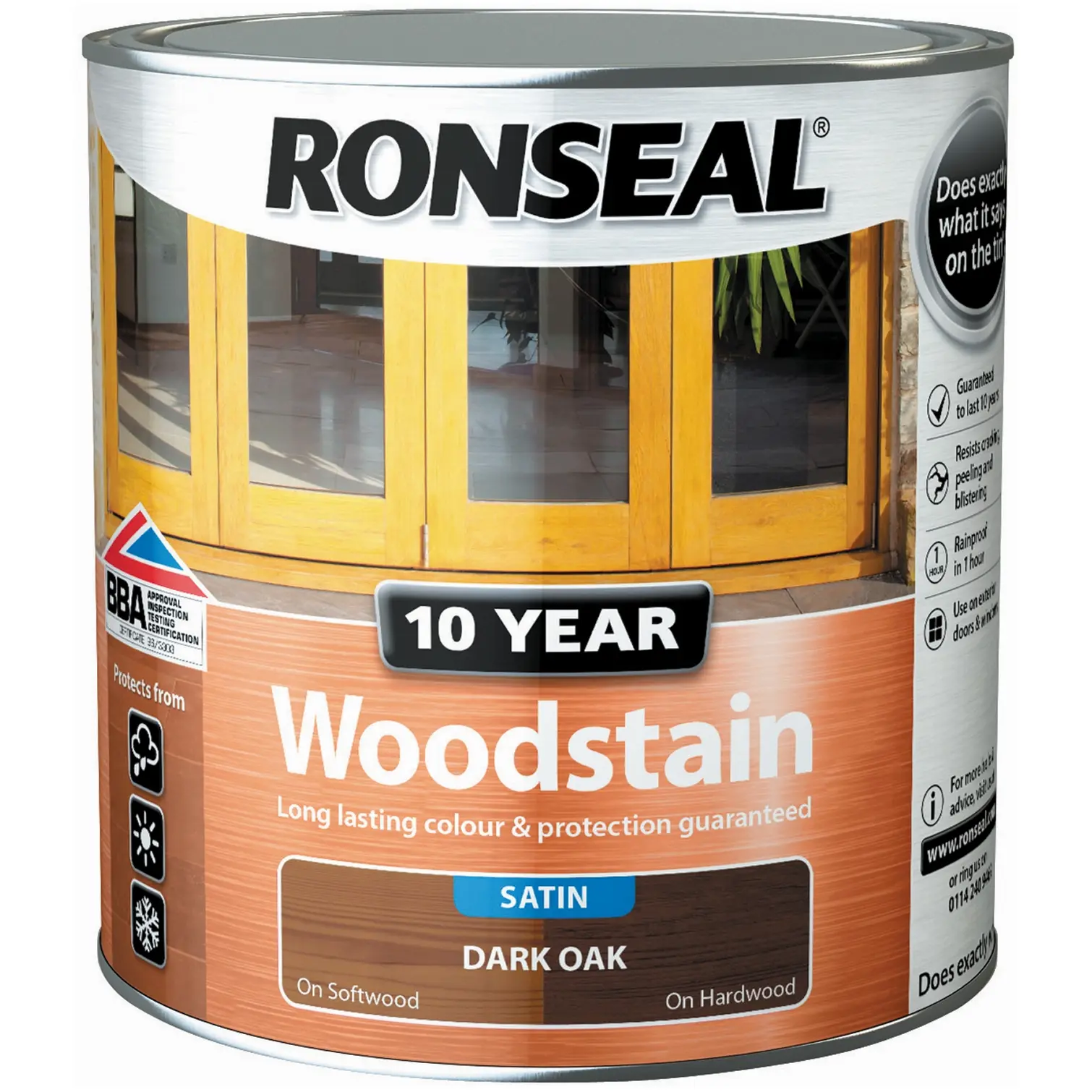 RNS0380 Ronseal 10 Year Woodstain Dark Oak 750ml