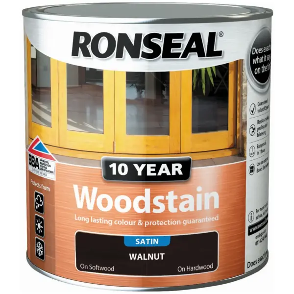 RNS0397 Ronseal 10 Year Woodstain Walnut 2.5Ltr