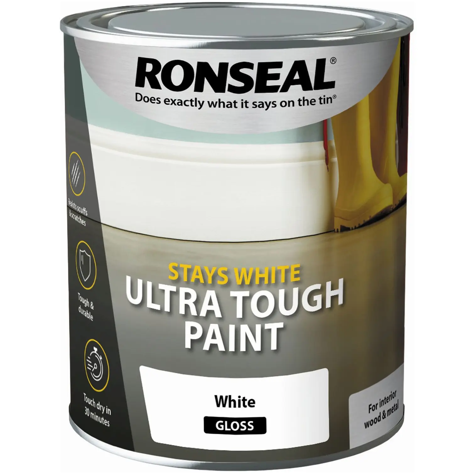 RNS0474 Ronseal White Gloss Ultra Tough Wood Paint 750ml
