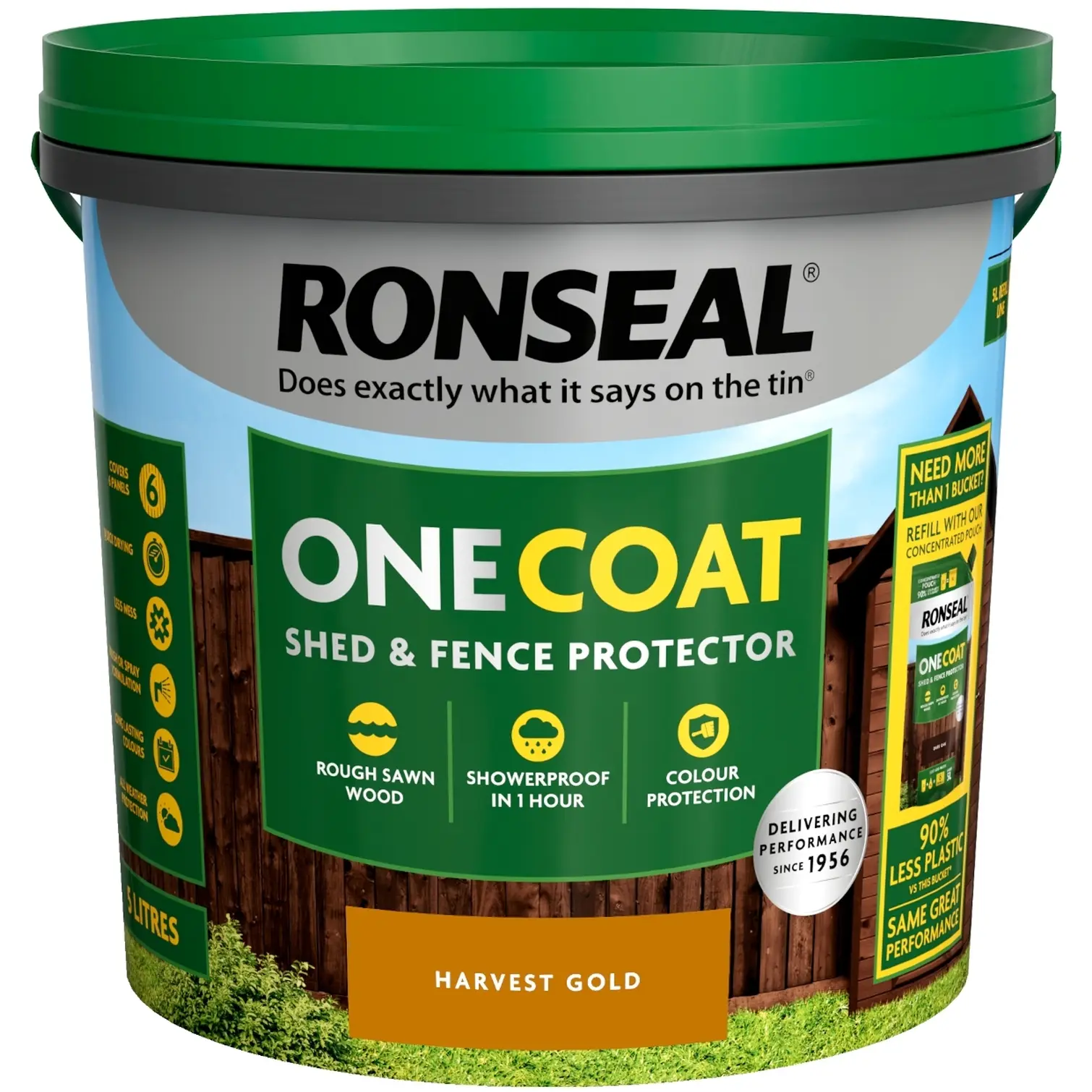 RNS0505 Ronseal One Coat Shed & Fence Protector Harvest Gold 5ltr