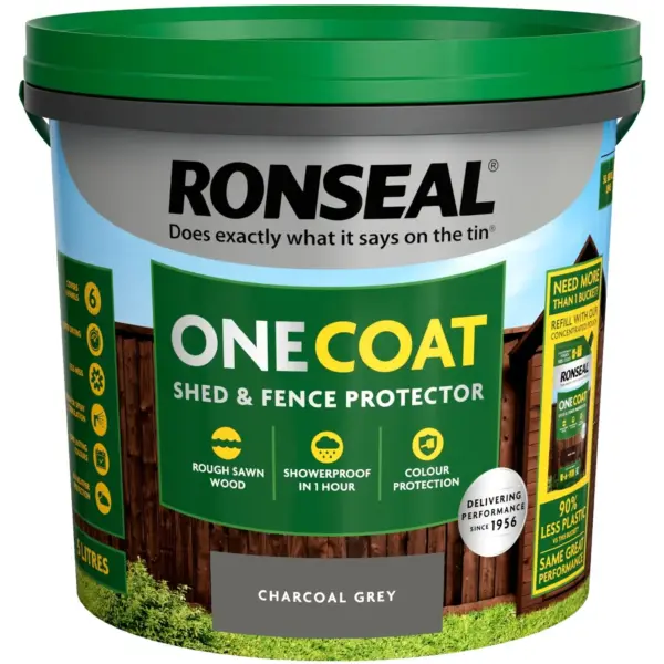 RNS0513 Ronseal One Coat Shed & Fence Protector Charcoal Grey 5ltr