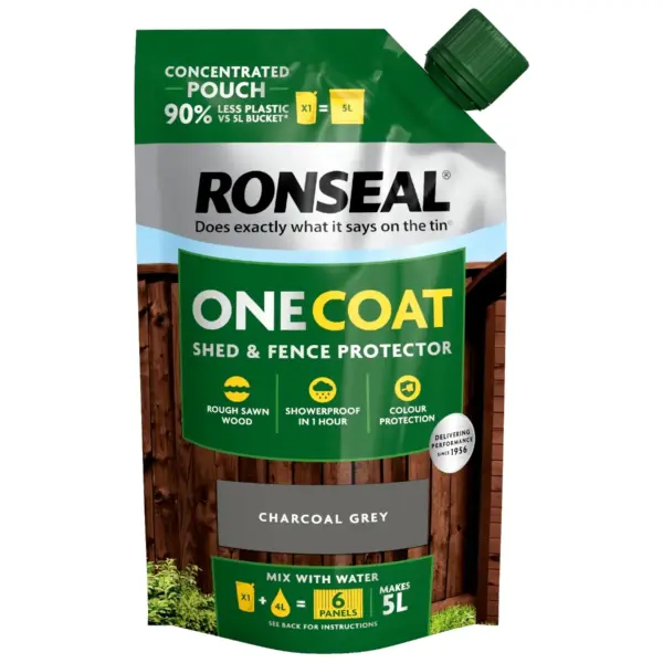 Ronseal One Coat Shed & Fence Protector Pouch Charcoal Grey 950ml
