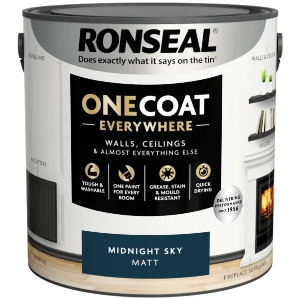 RNS1202 Ronseal Everywhere One Coat Matt Midnight Sky 2.5Ltr