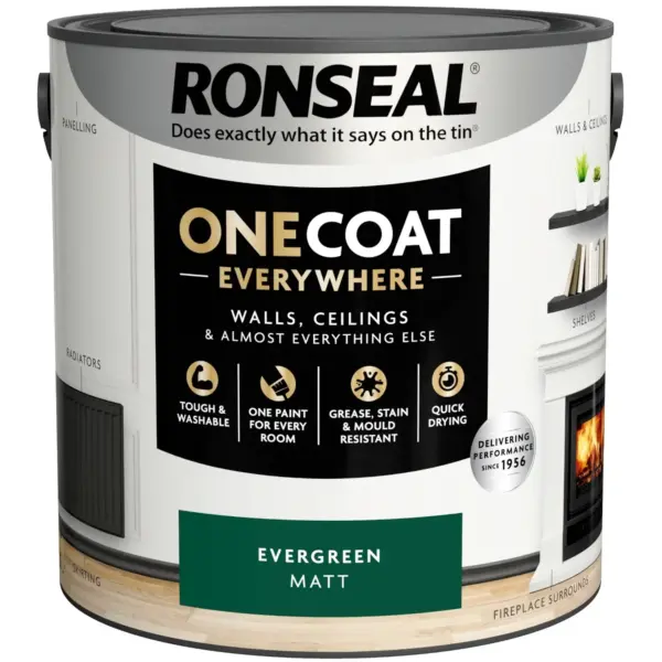 RNS1206 Ronseal Everywhere One Coat Matt Evergreen 2.5Ltr