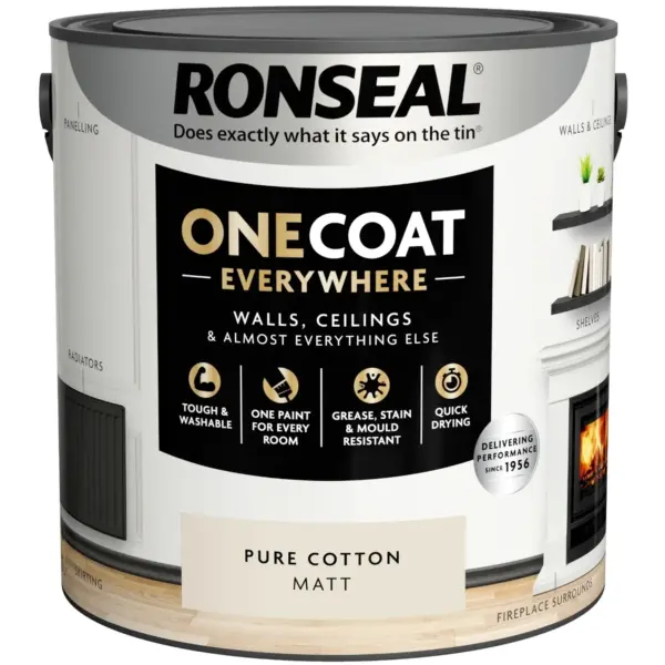 Ronseal Everywhere One Coat Matt Pure Cotton 2.5Ltr
