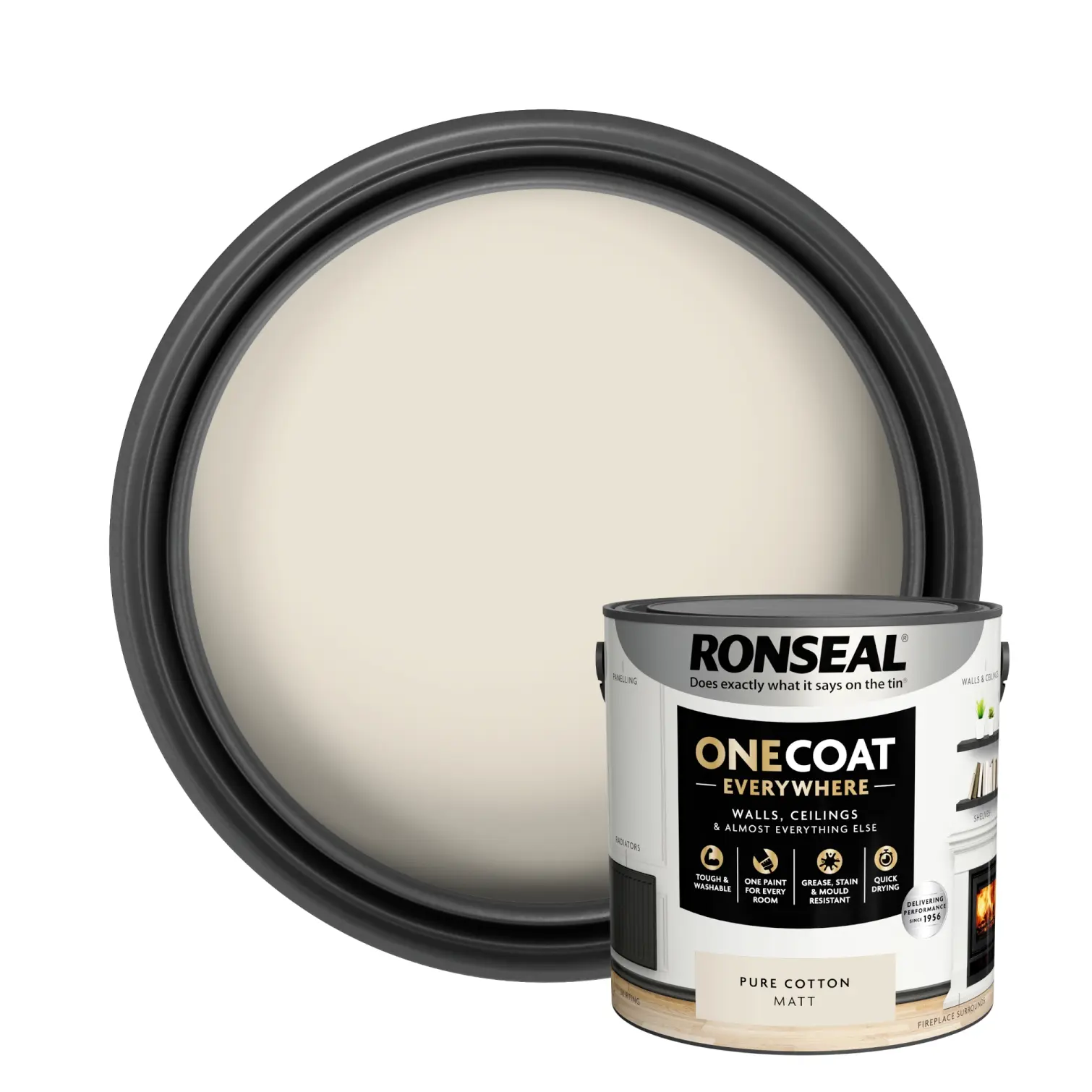 Ronseal Everywhere One Coat Matt Pure Cotton 2.5Ltr