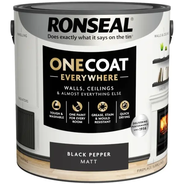 Ronseal Everywhere One Coat Matt Black Pepper 2.5Ltr
