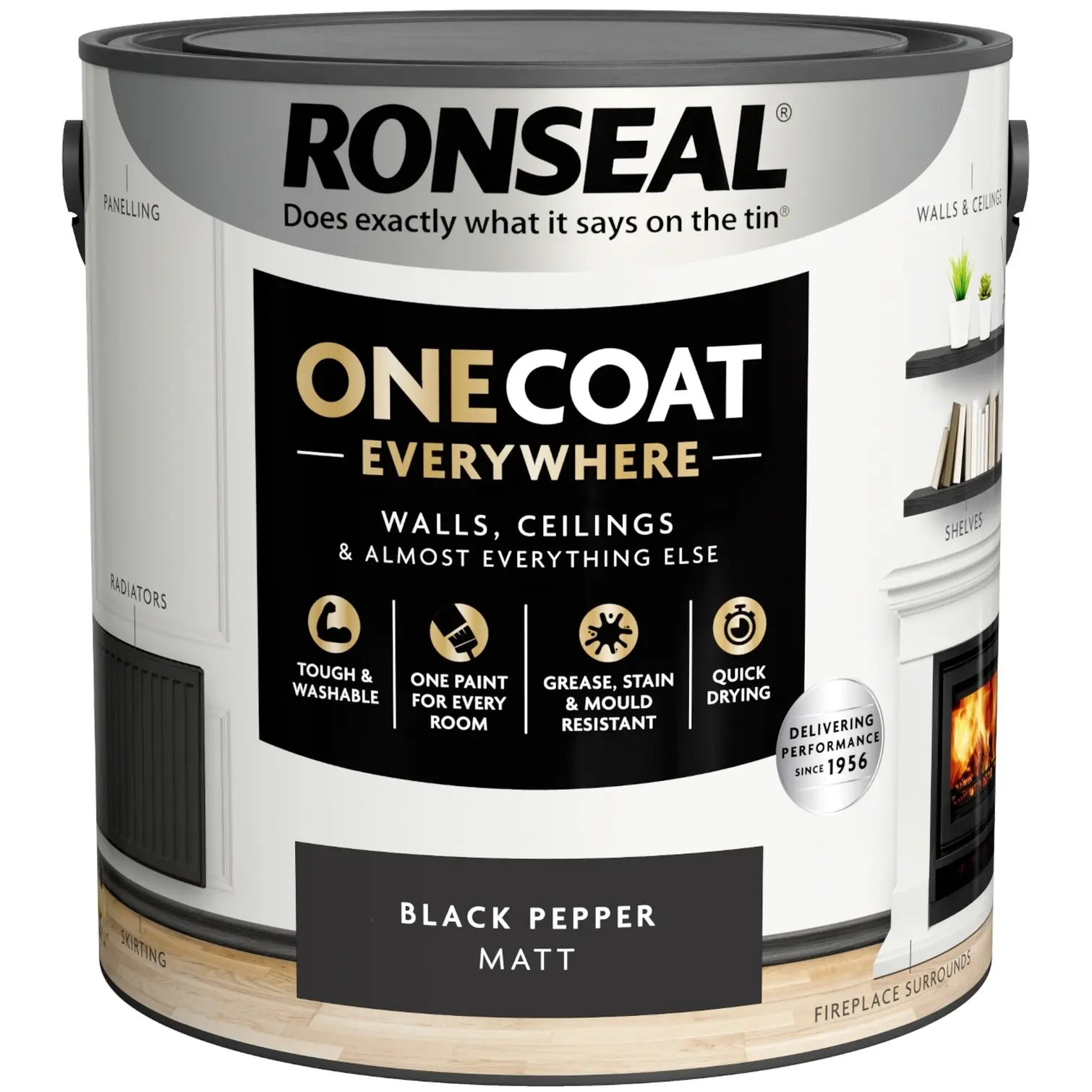 RNS1226 Ronseal Everywhere One Coat Matt Black Pepper 2.5Ltr