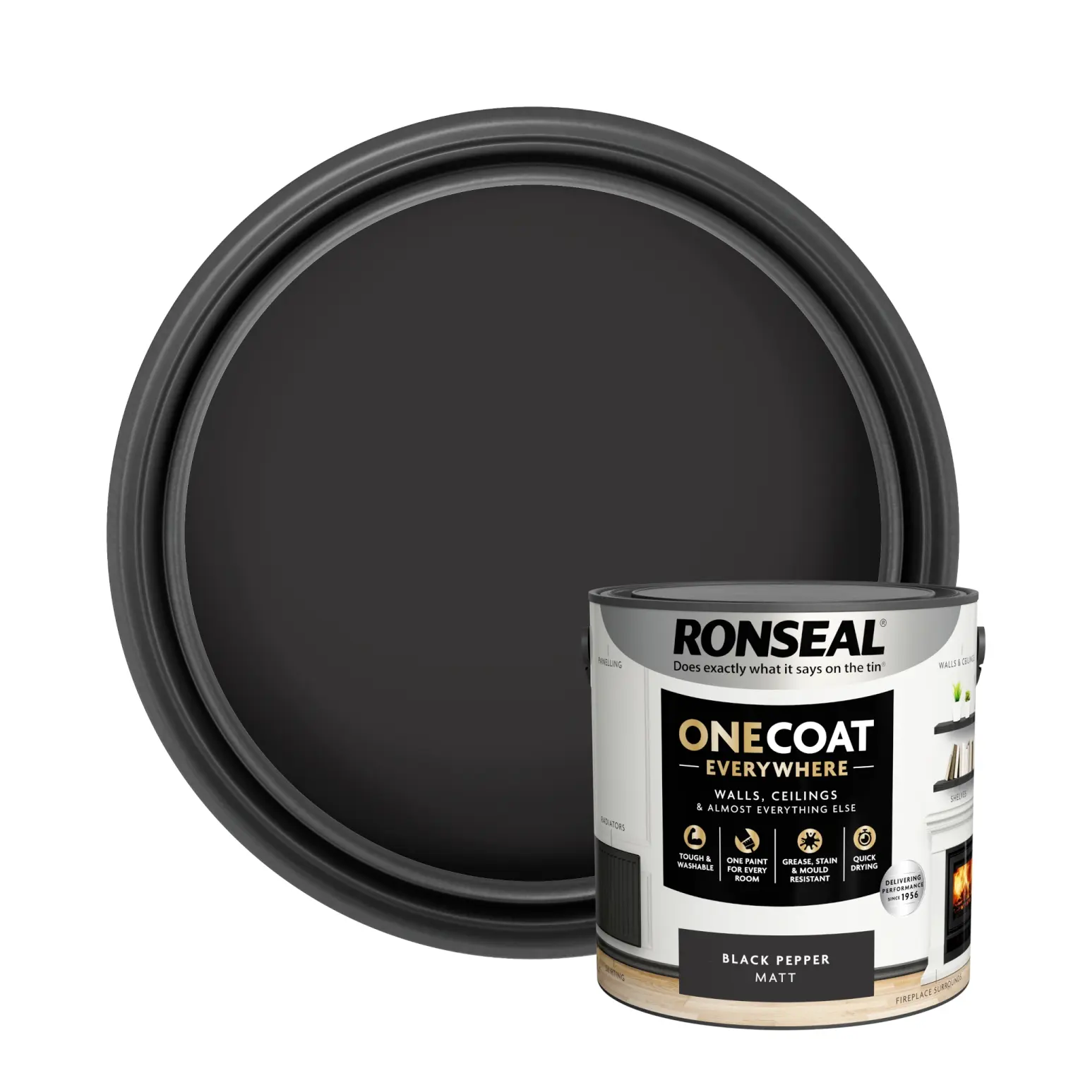 RNS1226_1 Ronseal Everywhere One Coat Matt Black Pepper 2.5Ltr