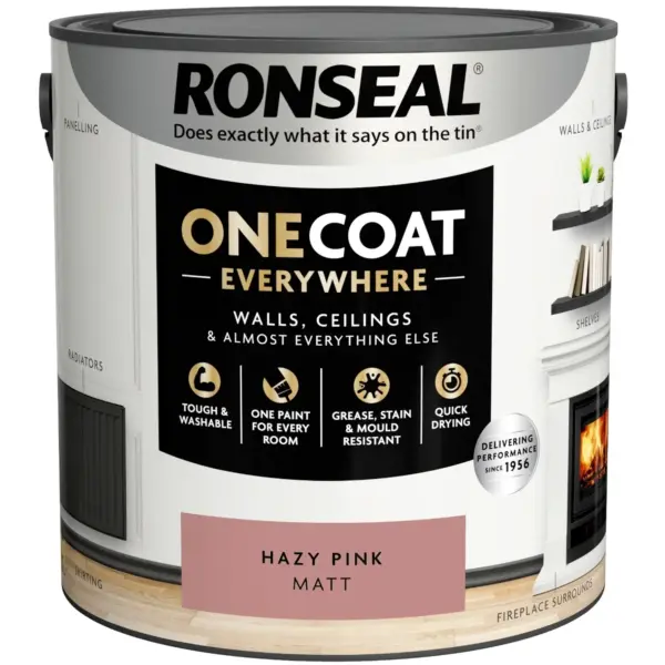 RNS1236 Ronseal Everywhere One Coat Matt Hazy Pink 2.5Ltr
