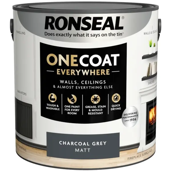 RNS1238 Ronseal Everywhere One Coat Matt Charcoal Grey 2.5Ltr