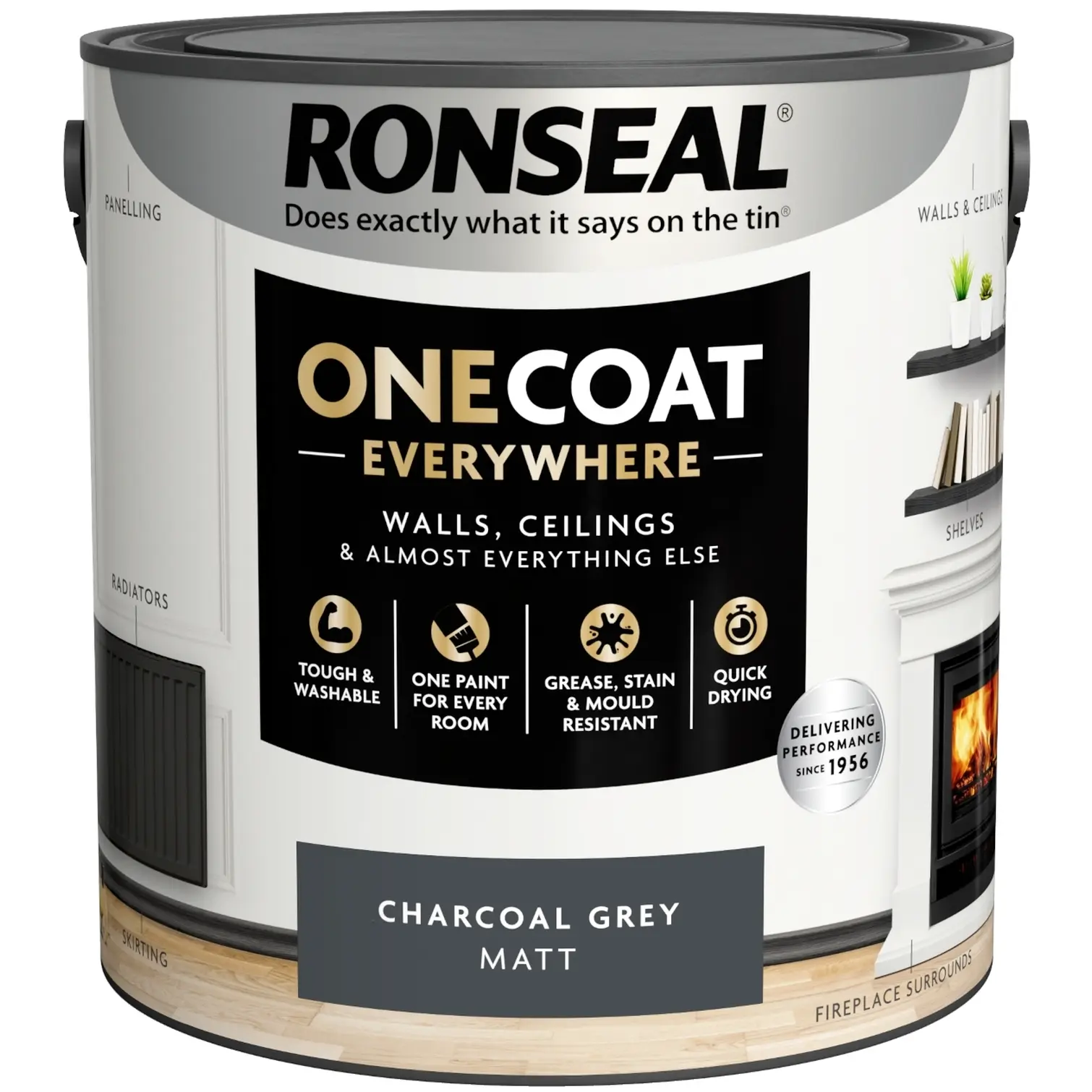 Ronseal Everywhere One Coat Matt Charcoal Grey 2.5Ltr