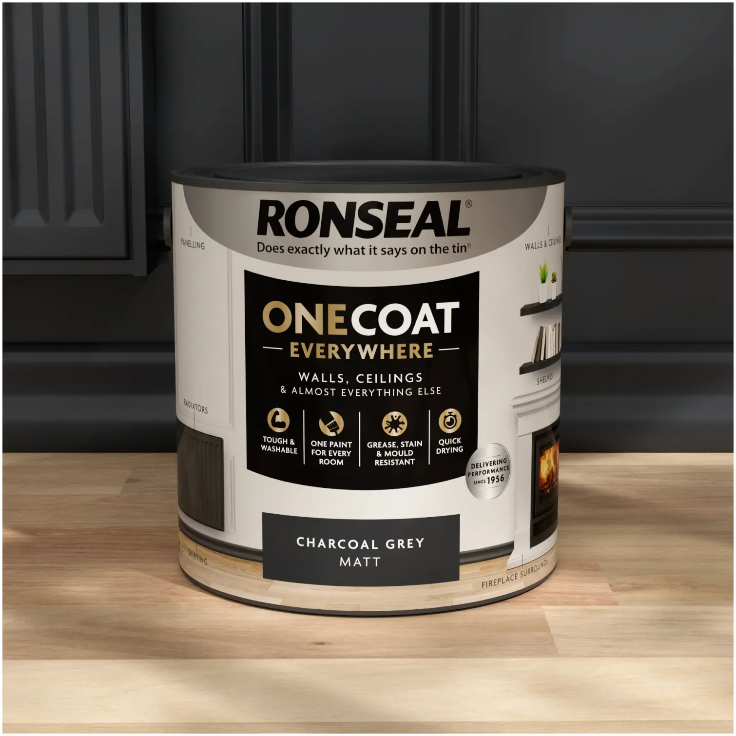 Ronseal Everywhere One Coat Matt Charcoal Grey 2.5Ltr