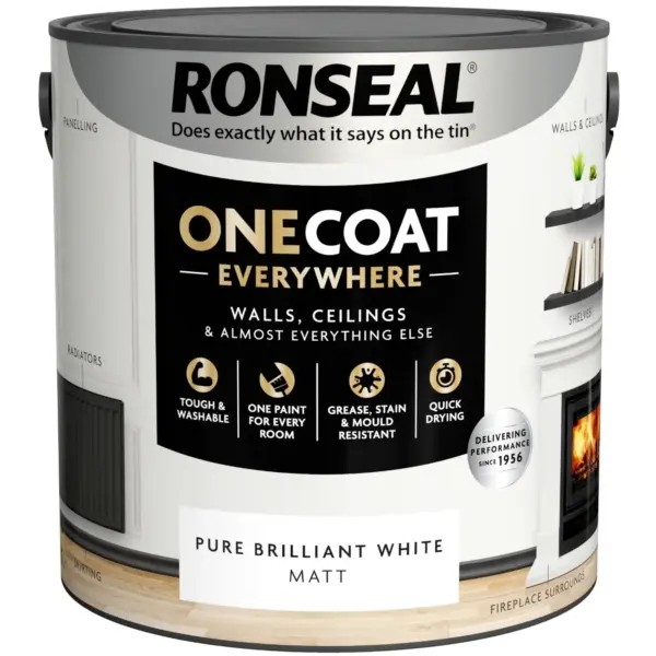 Ronseal Everywhere One Coat Matt White 2.5Ltr