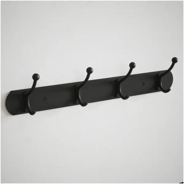 Rothley Hook Rail 4 Hook Black