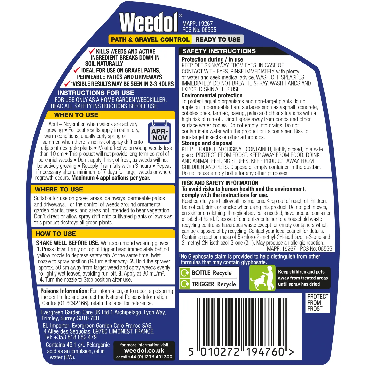 Weedol Path & Gravel Control Gun 1 Litre