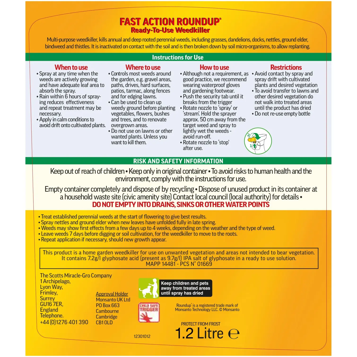 Roundup Ready To Use Total Weedkiller 1.2 Litre