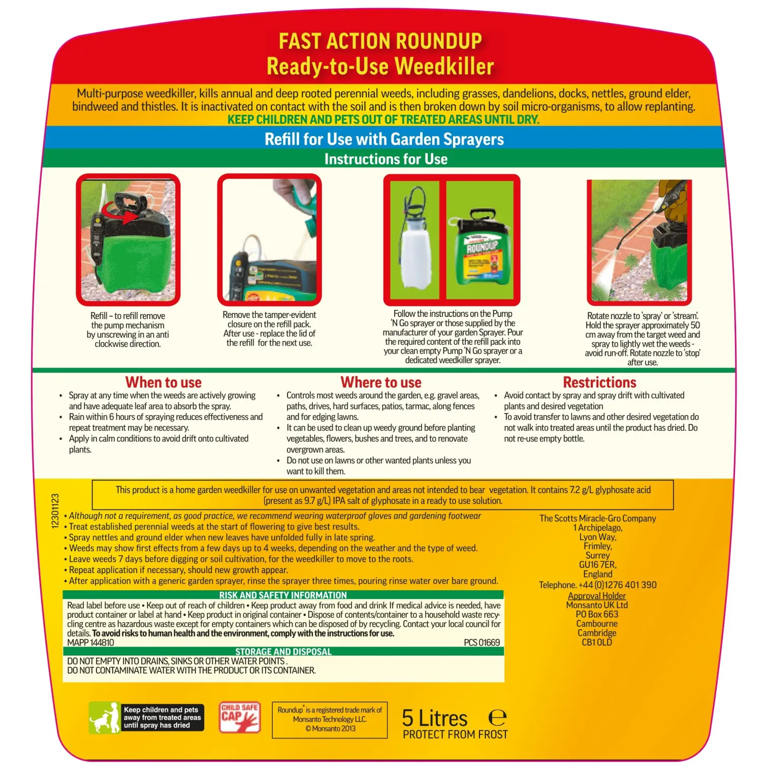 Roundup 5Ltr Weedkiller Refill