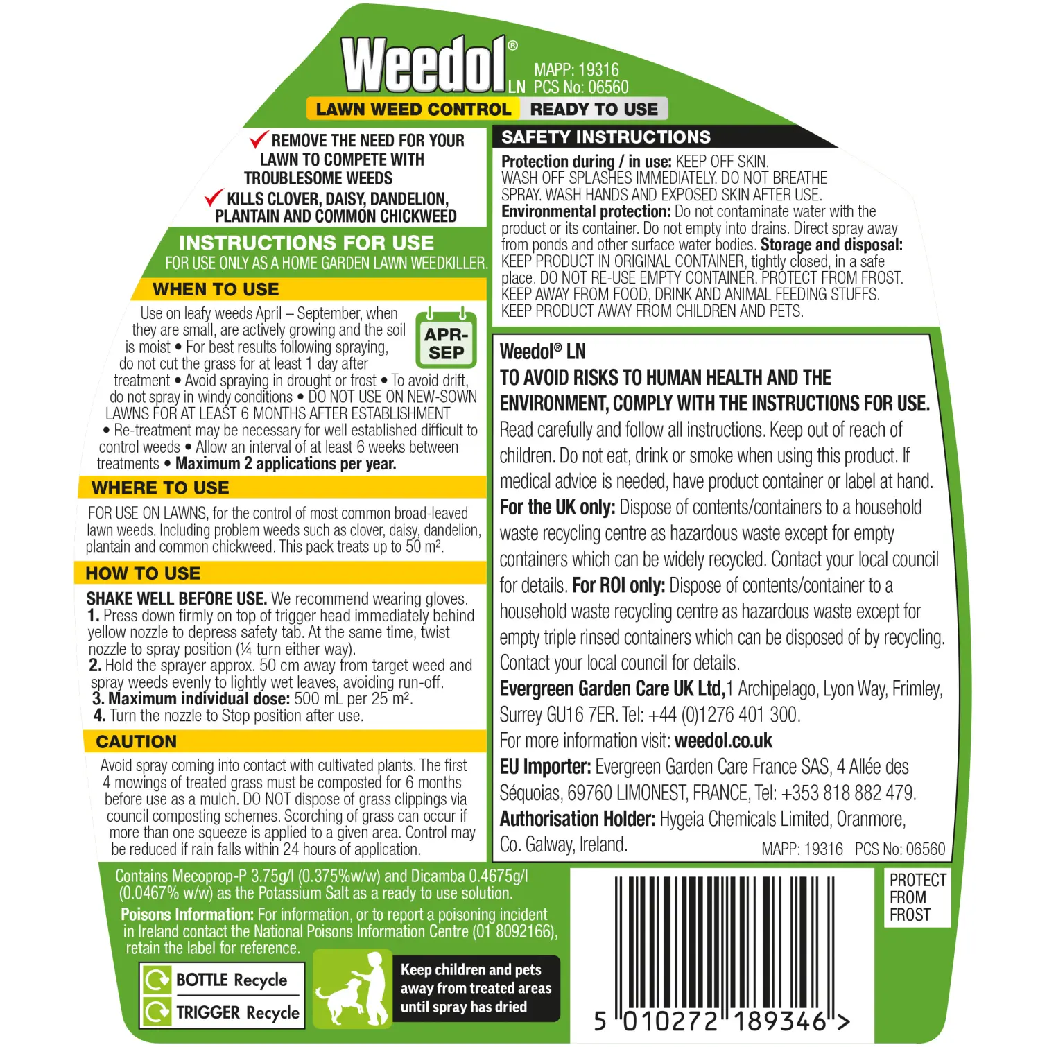 Weedol Lawn Weedkiller Gun 1ltr