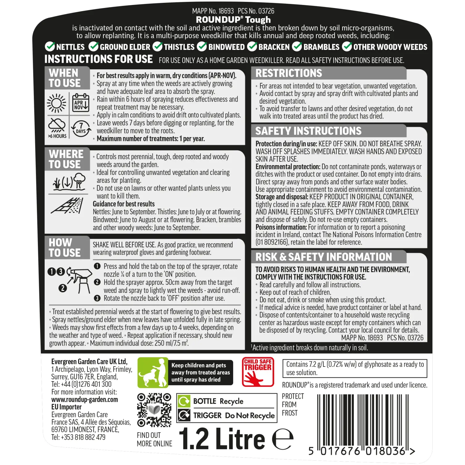 Roundup Tough Weedkiller 1.2ltr
