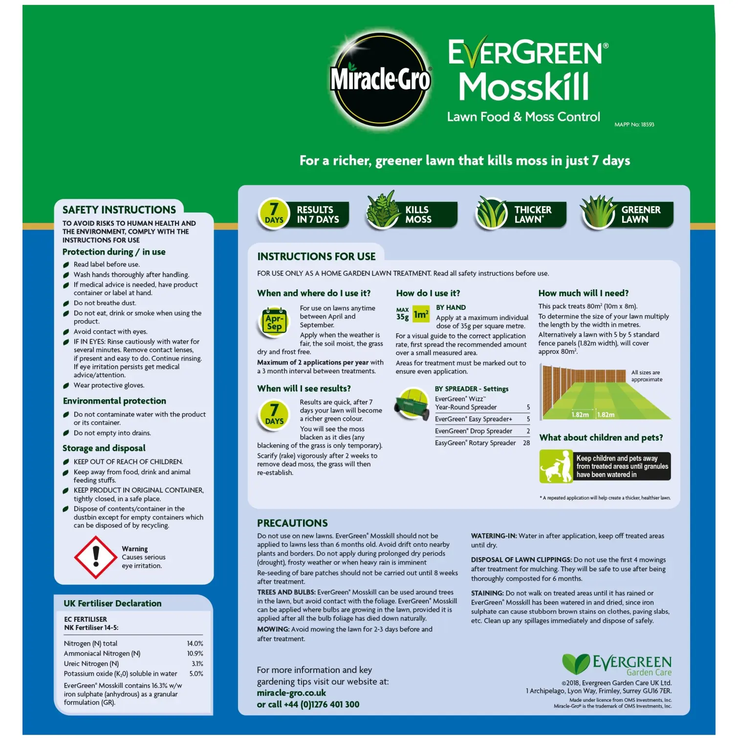Miracle-Gro Evergreen Mosskill + Feed 80sqm
