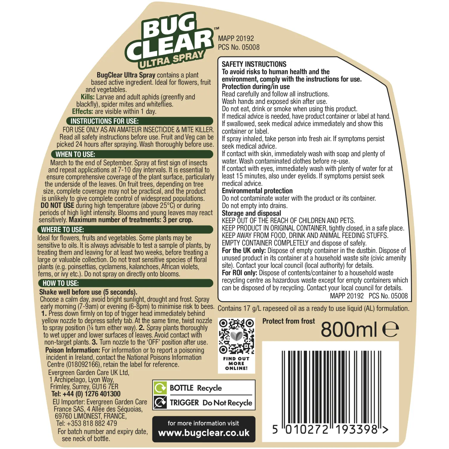 Scotts Bug Clear Gun 800ml
