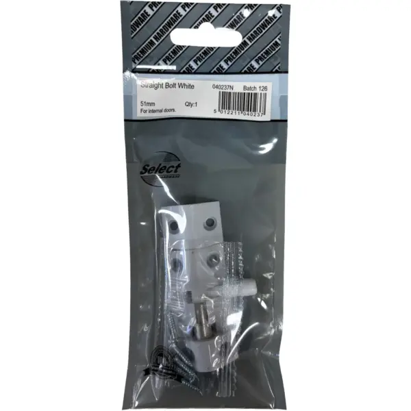 Select 51mm Door Bolt White