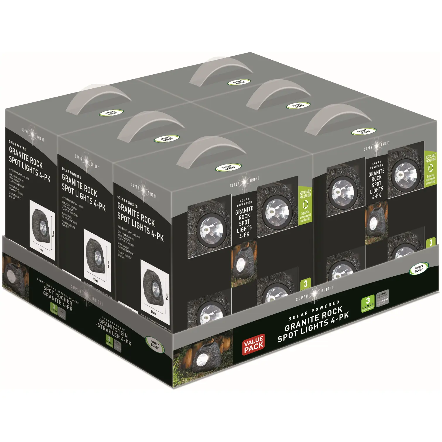 Smart Garden Granite Rock Solar Spotlights pk4