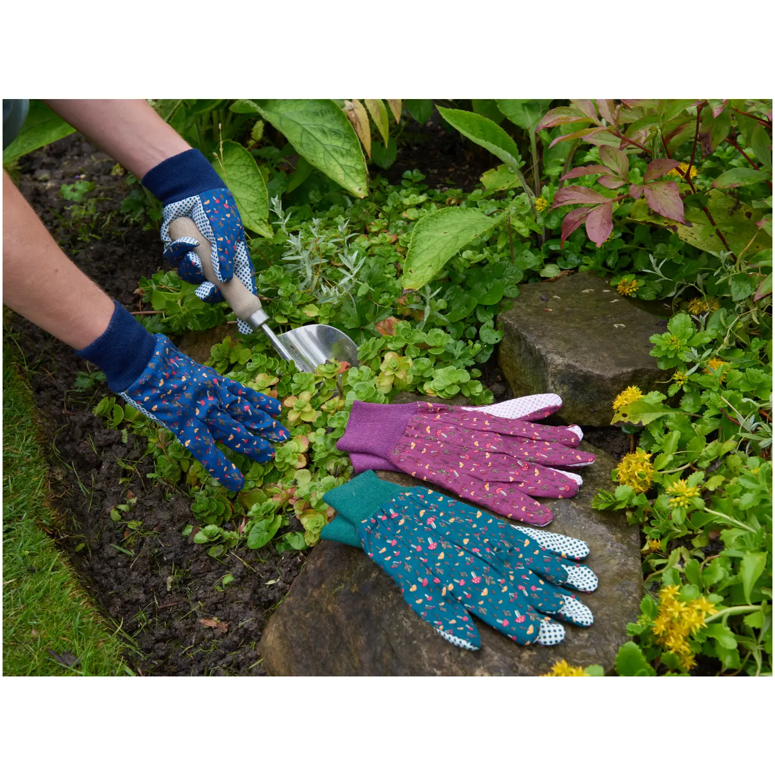 Briers Ladies Mushrooms Grips Gloves 3 Pairs