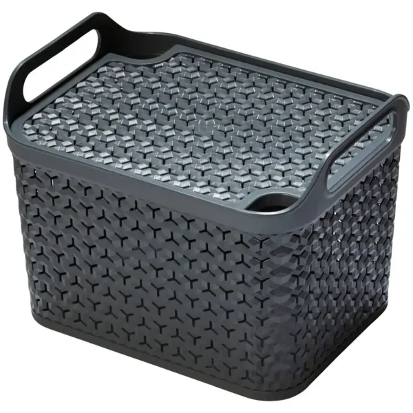 STR0251 Strata Urban Store Basket And Lid Medium Charcoal 14 Litres Capacity 23 x 23.5 x 30.5cm