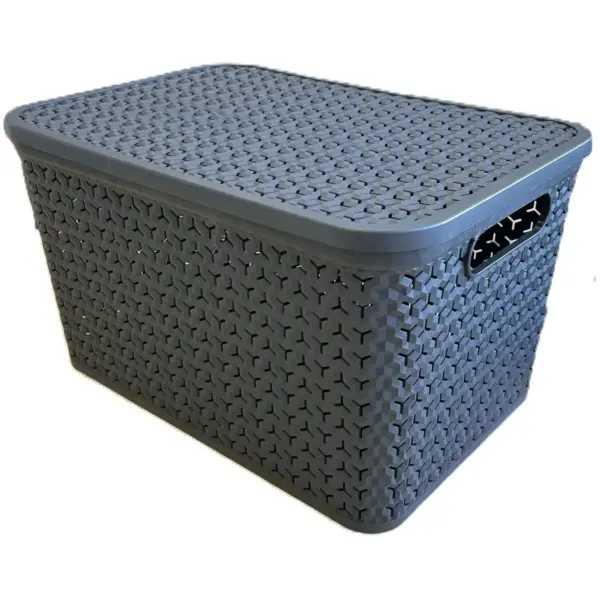 Strata Urban Store Basket And Lid Charcoal 24 Litres Capacity