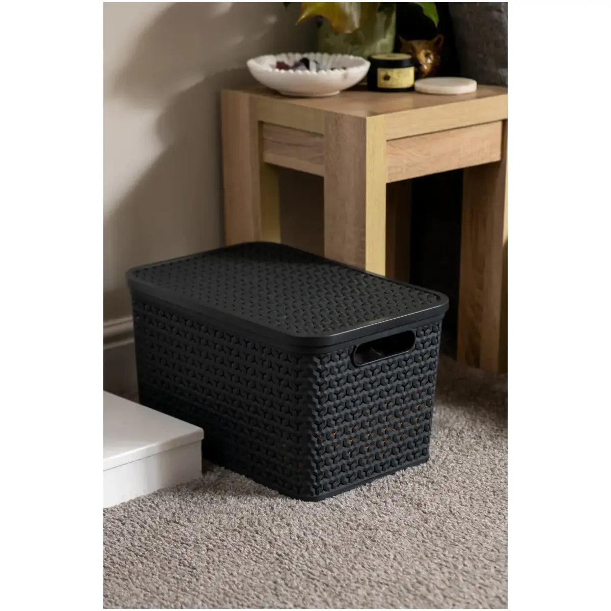 Strata Urban Store Basket And Lid Charcoal 24 Litres Capacity
