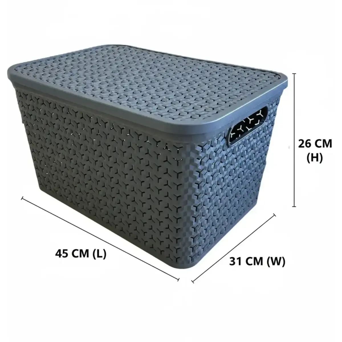 Strata Urban Store Basket And Lid Charcoal 24 Litres Capacity