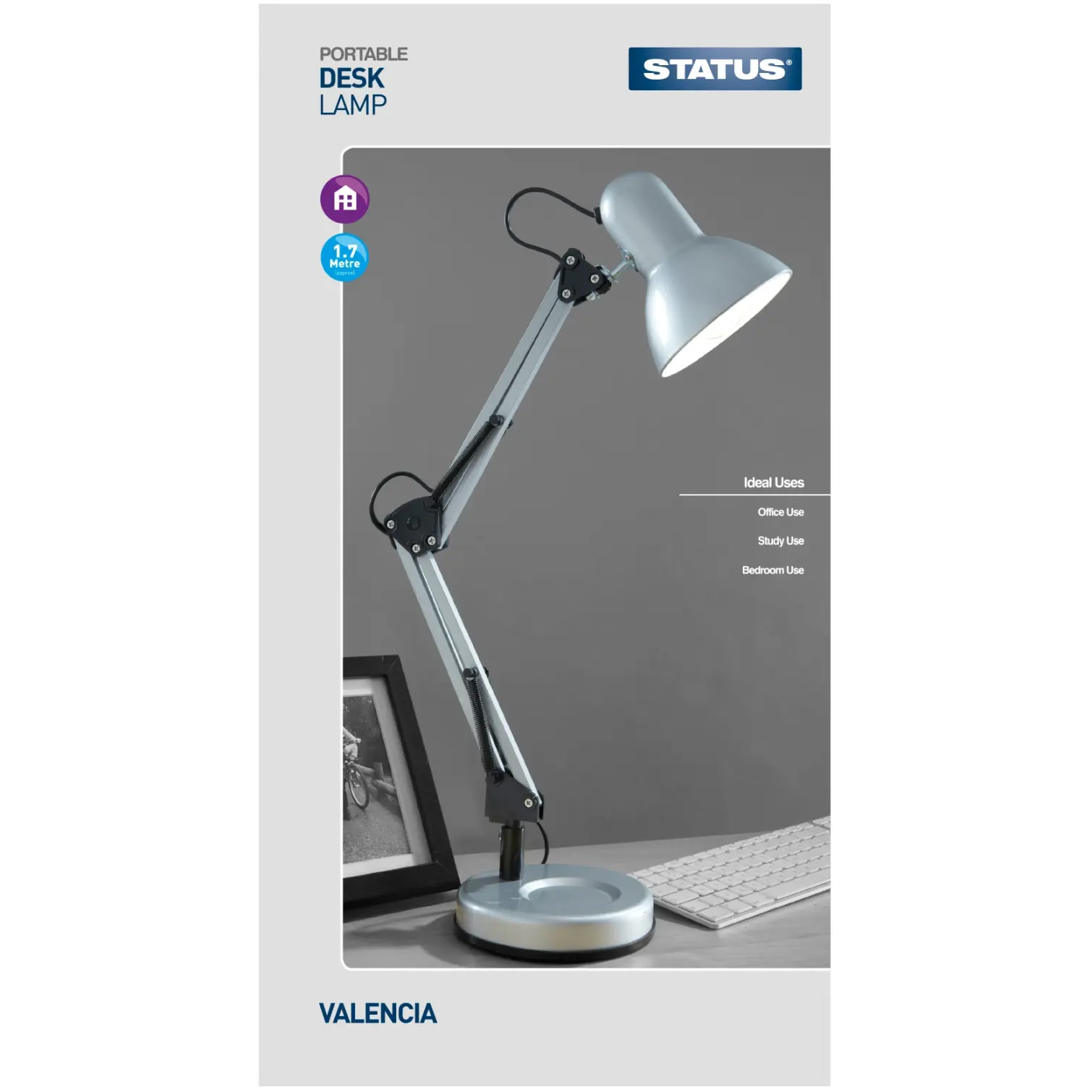 STT0061 Status Valencia Desk Lamp Silver