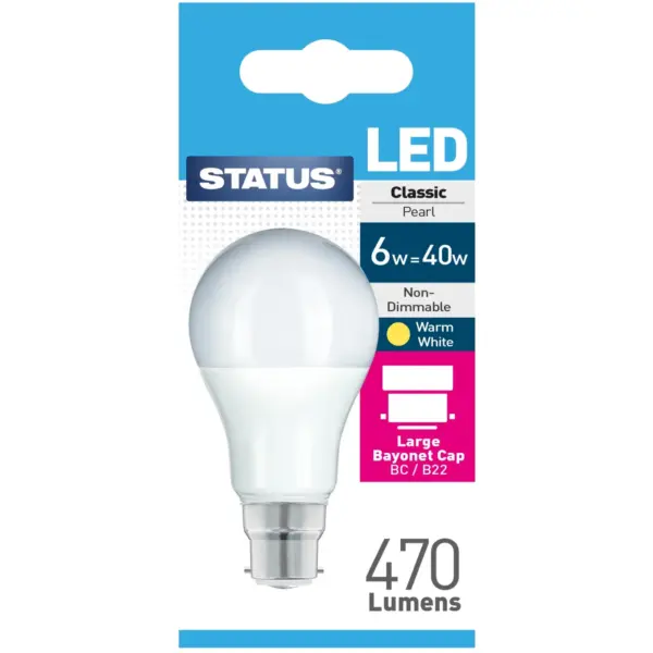 Status 5/40w GLS BC Warm White