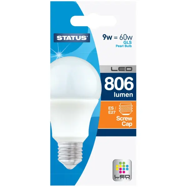 Status 8.5/60w GLS Warm White ES pk1