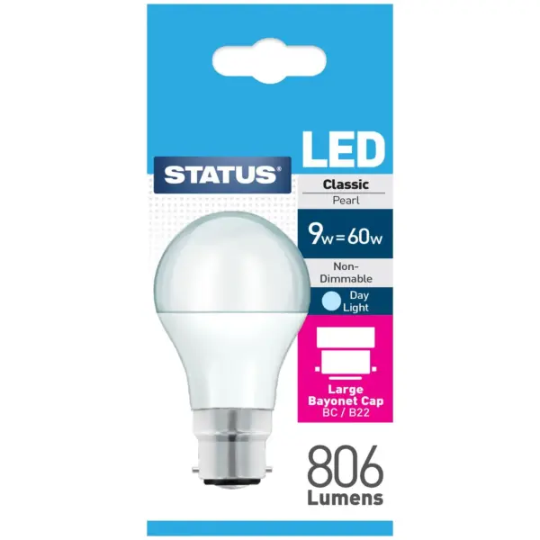 Status 8/60w GLS Day Light BC pk1