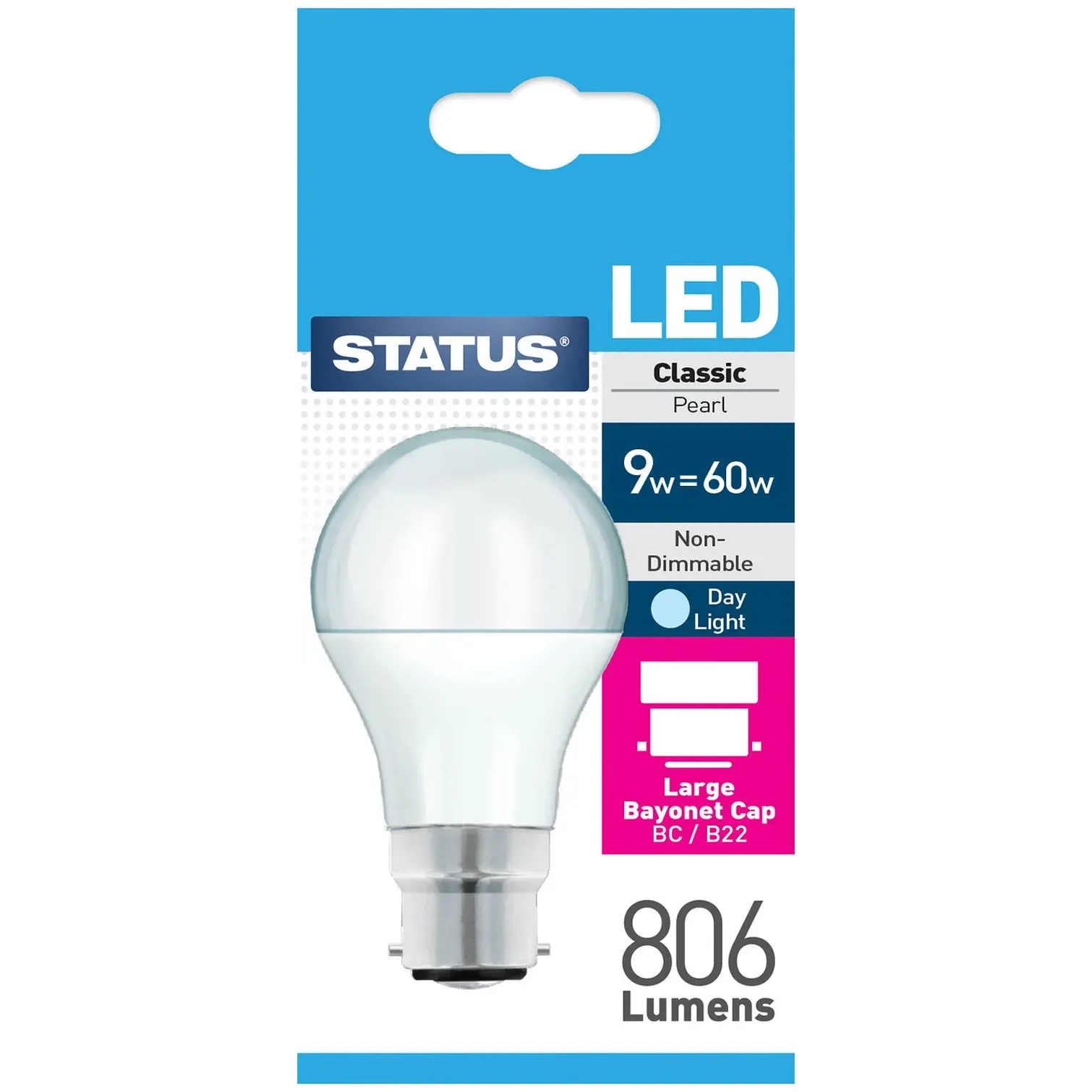 Status 8/60w GLS Day Light BC pk1