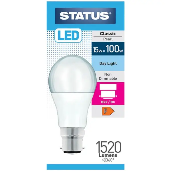 Status 15/100w GLS Day Light BC Light Bulb