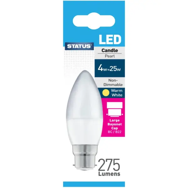 Candle LED BC Warm White Bulb 3w=25w