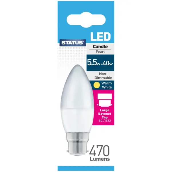 Candle LED BC Warm White Bulb 5w=40w