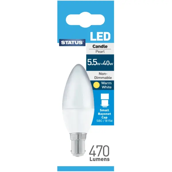 Candle LED SBC Warm White Bulb 5w=40w