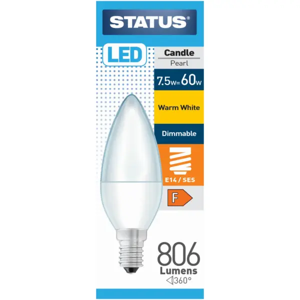 Candle LED SES Warm White Bulb 7.5w=60w