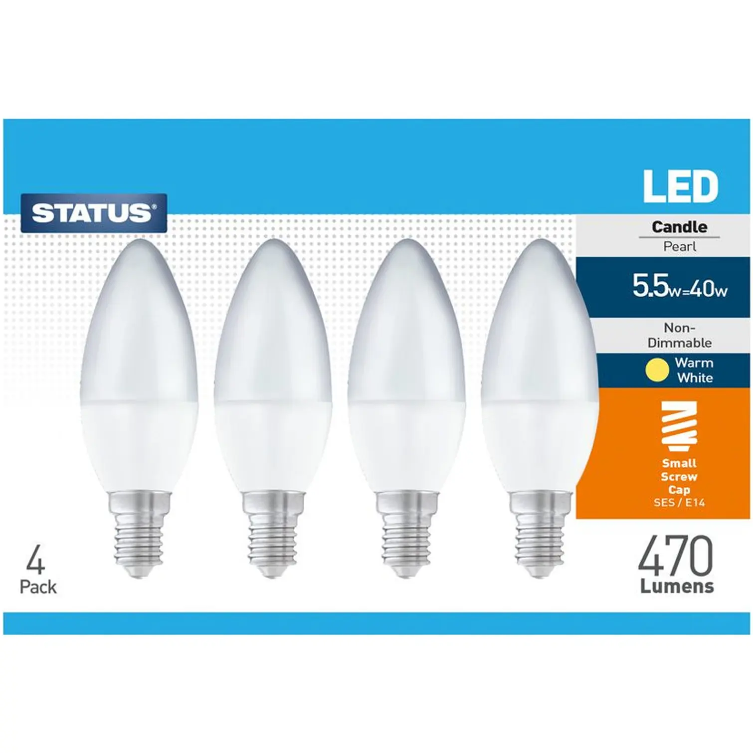 Candle LED SES Warm White Bulb 5w=40w Pack of 4