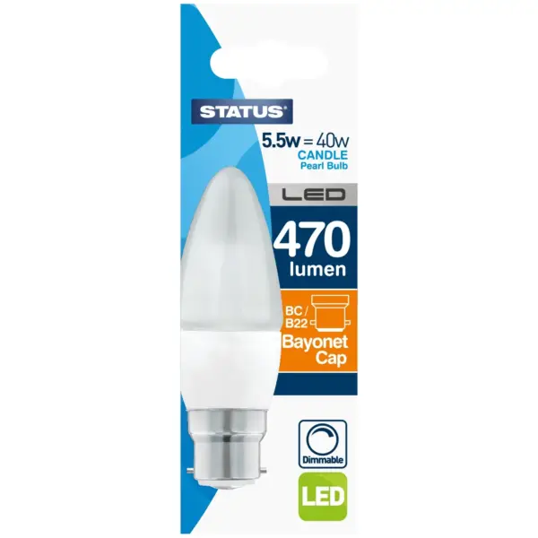 Candle LED BC Warm White Bulb 5.5w=40w