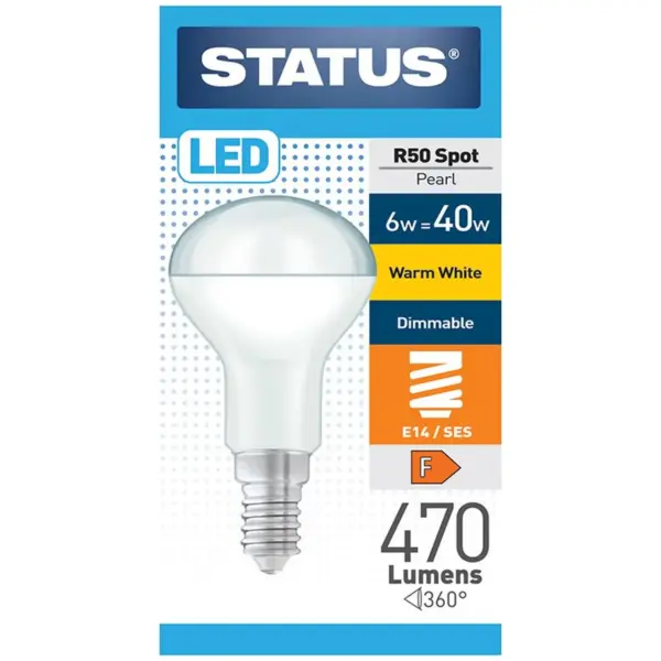 Status 6/40w R50 Spot Warm White SES Dimmable Light Bulb