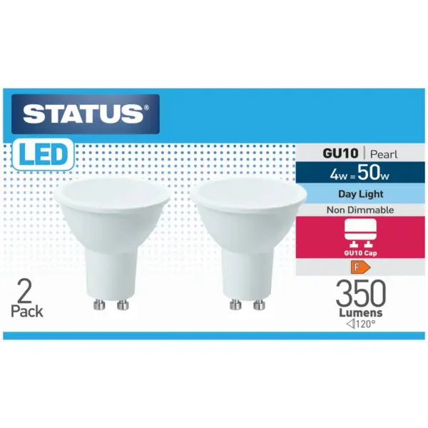STT2037 Status 4/50w GU10 LED Daylight Bulb Card of 2