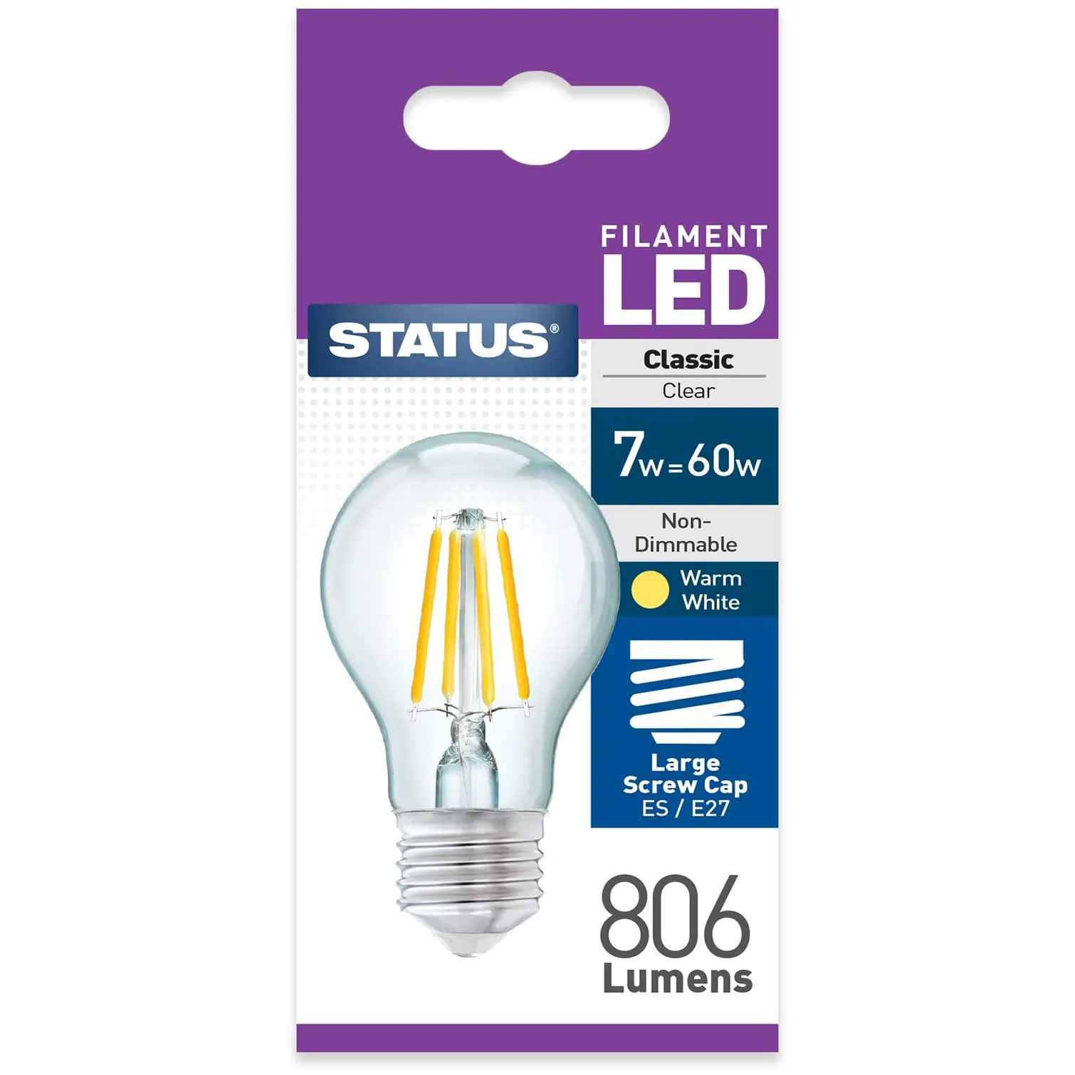 Status 7/60w GLS Filament LED WW ES